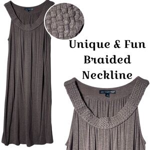 SAINT TROPEZ WEST Braided Neckline Swing Dress Small Medium